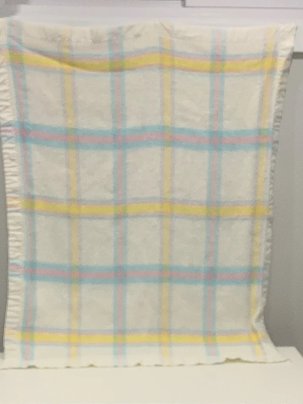 Esmond Plaid Blanket in White & Blue